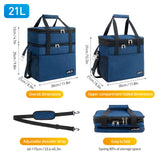 Viedouce Sac Glacière Isotherme 21L, Extensible Sac de Repas pour Hommes Femmes, Doubles Compartiments Étanches Sac de Pique-Nique avec Bandoulière & Ouvreur de Bière pour Déjeuner/Camping/Voyage