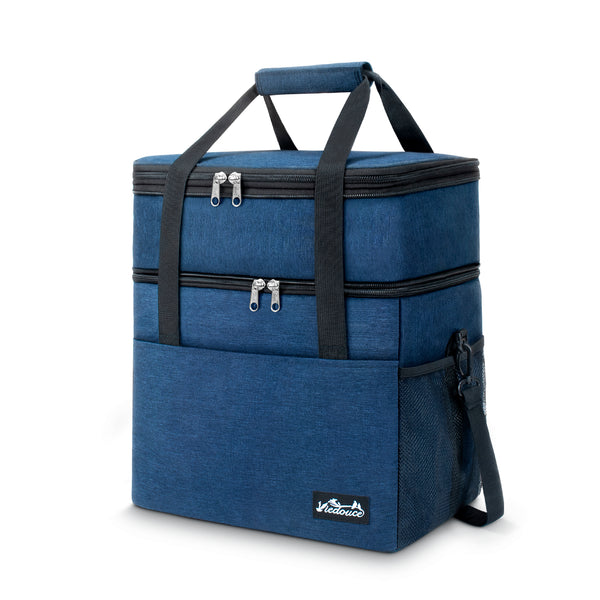 Viedouce Sac Glacière Isotherme 21L, Extensible Sac de Repas pour Hommes Femmes, Doubles Compartiments Étanches Sac de Pique-Nique avec Bandoulière & Ouvreur de Bière pour Déjeuner/Camping/Voyage
