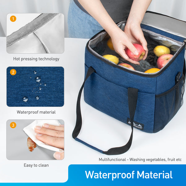 Viedouce Sac Glacière Isotherme 21L, Extensible Sac de Repas pour Hommes Femmes, Doubles Compartiments Étanches Sac de Pique-Nique avec Bandoulière & Ouvreur de Bière pour Déjeuner/Camping/Voyage