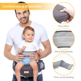 Viedouce Porte bébé Ventral,Ergonomique Tabouret Siège de Hanche avec Protection de Ceinture de Sécurité,Pur Coton Multi Positions Tabouret Bébé Idéal pour les nourrissons de 4-36 Mois (Gris Foncé)