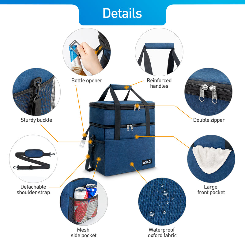 Sac à Dos Glacière Isotherme 28L - Sac Réfrigérant Étanche Portable Pour Pique-Nique, Plage, Camping, Travail