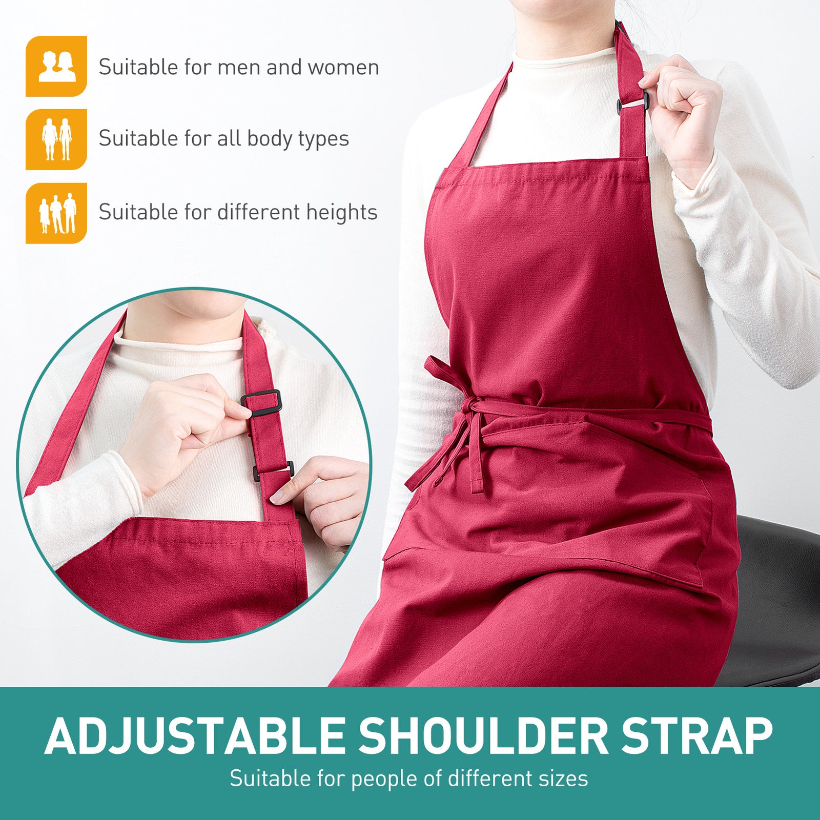 Jubatus Lot De 2 Tabliers De Cuisine Polyester Avec 2 Poches, Homme/Femme, Réglables