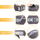 Viedouce Porte bébé Ventral,Ergonomique Tabouret Siège de Hanche avec Protection de Ceinture de Sécurité,Pur Coton Multi Positions Tabouret Bébé Idéal pour les nourrissons de 4-36 Mois (Gris Foncé)