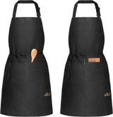 Viedouce 2 Pack Tabliers de Cuisine,Coton Tablier avec Poches pour Homme Femme,Réglable Tabliers pour Barbecue Jardin,Café,Tablier Pour Chef,Boulanger,Serveurs,Serveuse