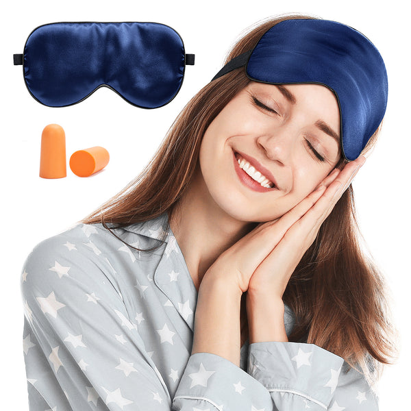 Masque de Sommeil en 100% Soie - Bleu foncé
