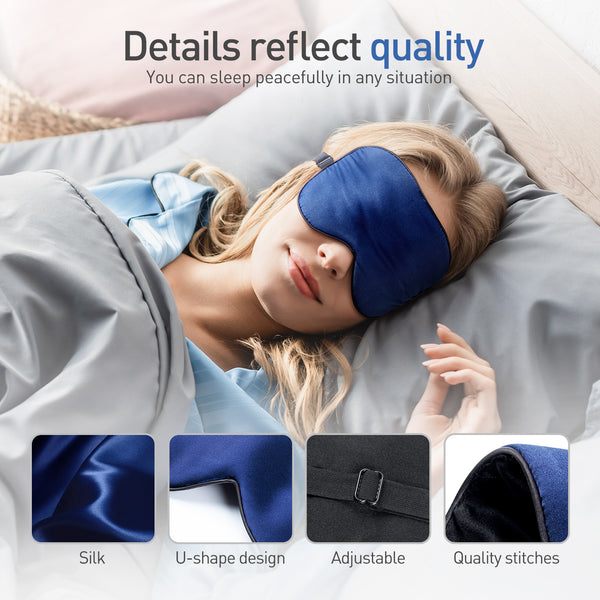Masque de Sommeil en 100% Soie - Bleu foncé