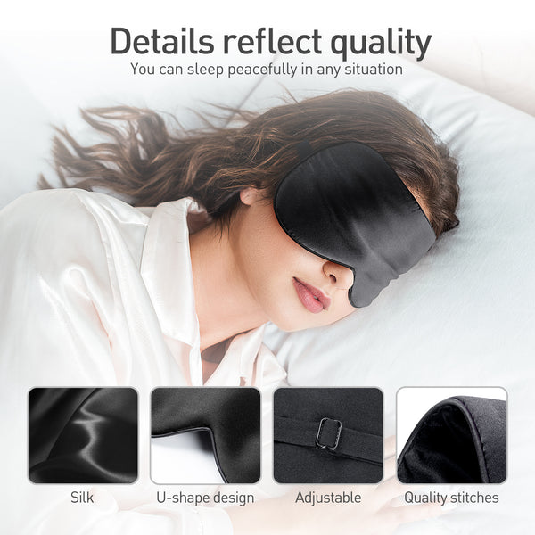 Masque de Sommeil en 100% Soie  - Noir