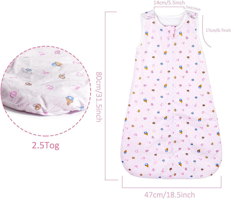 Viedouce Gigoteuse Hiver TOG 2.5,Gigoteuse Bebe Coton,Sac de Couchage Bebe,Turbulette pour Bébé Garcon Fille Naissance (3-18 Mois, Longueur: 80 cm)