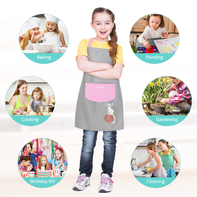 Viedouce Tablier Enfant,Imperméable Tabliers de Cuisine avec Poches