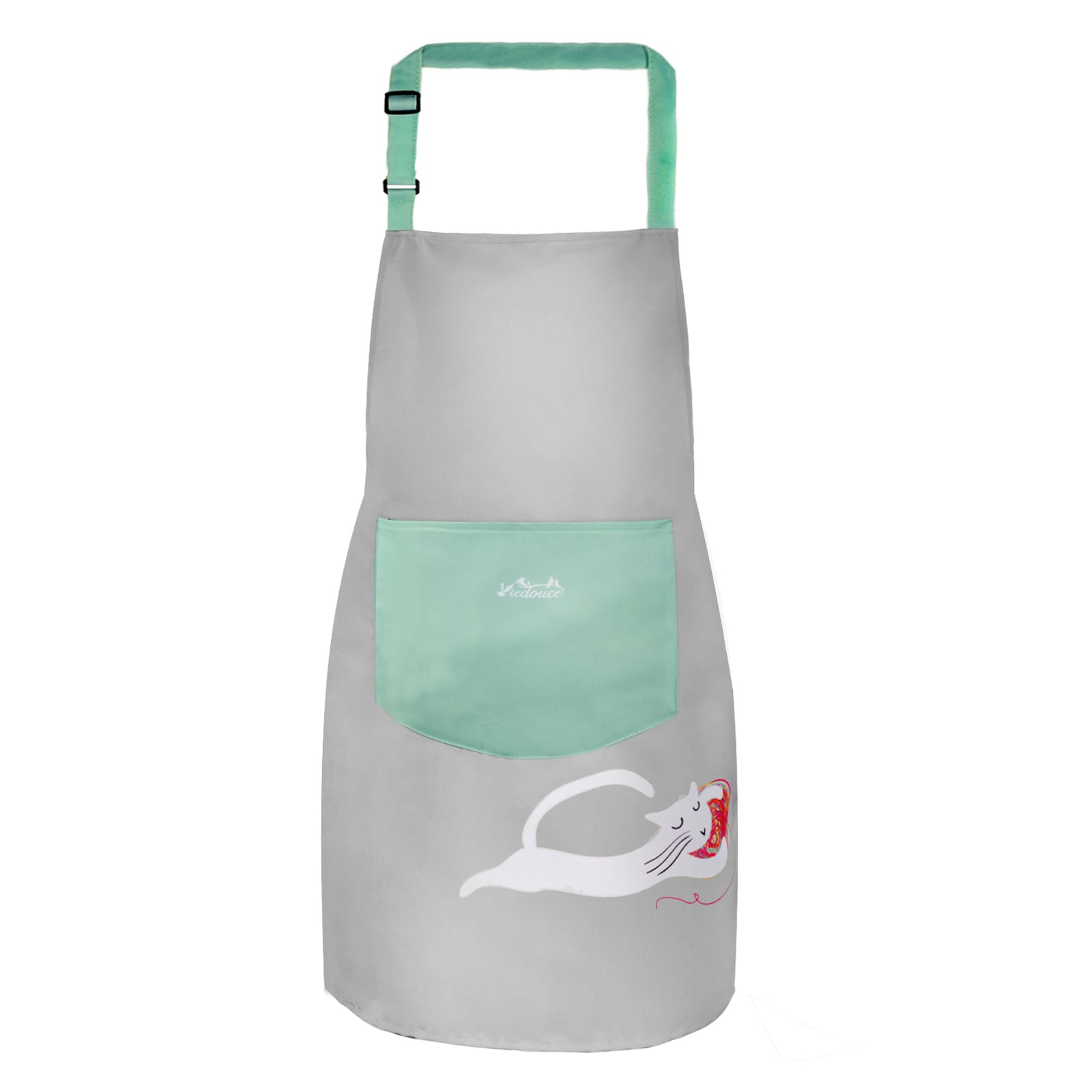 Viedouce – Tablier Enfant Imperméable En Polyester, Bretelles Réglables, Grande Poche, Motif Chat, 60x47 Cm, Pour Cuisine, Peinture, Jardin, De 4 à 13 Ans