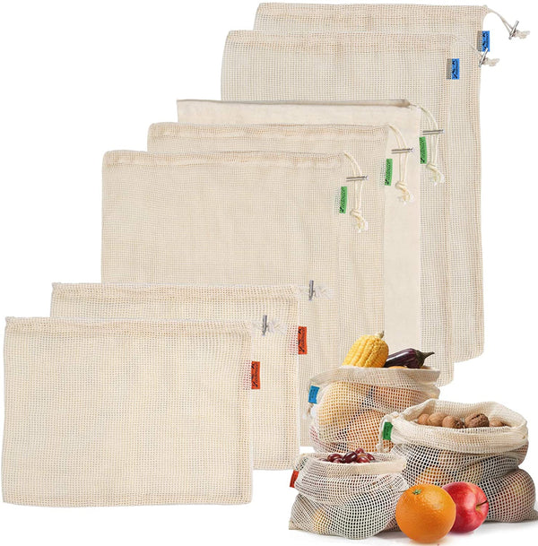 Viedouce Sacs Produits Réutilisables Fruits,Sac Reutilisable Legumes en Coton (7 Paquet)