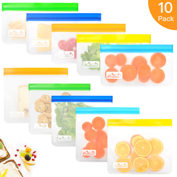 Viedouce Sac de Conservation Nourriture Réutilisables(Multicolore S * 5 Pcs + M * 5 Pcs)
