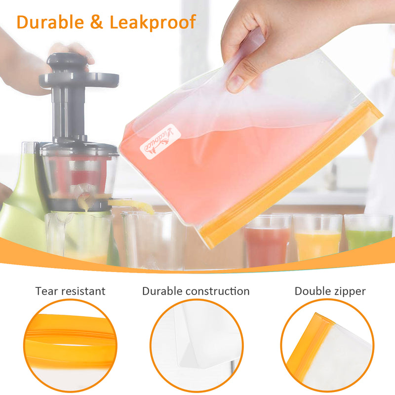 Viedouce 6 Pièces Sac Congelation Alimentaire Reutilisable, Conservation Zip Nourriture Reutilisable, Silicone, ,PEVA,sans BPA & Prévenir Les Fuites