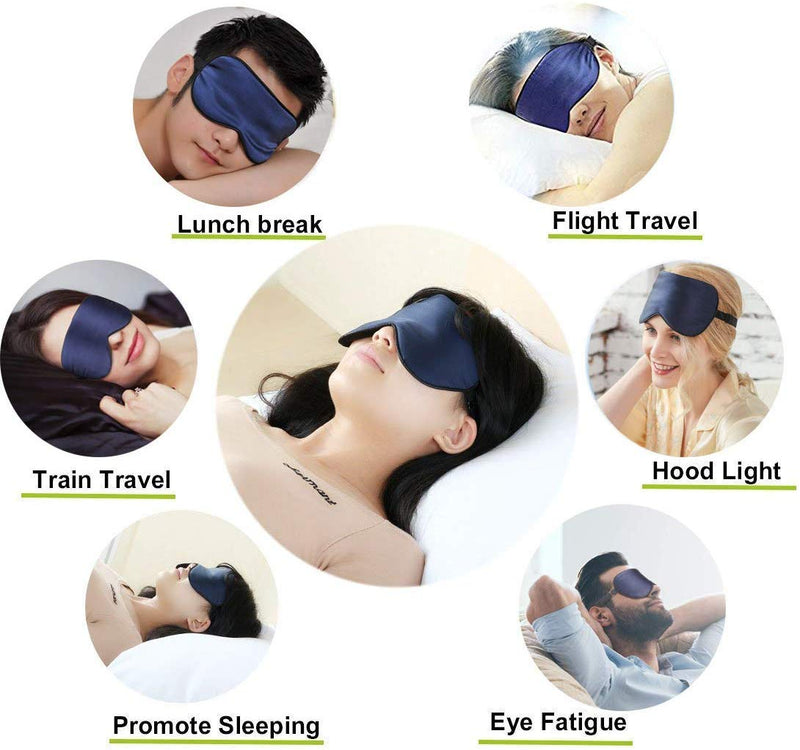 Masque de Sommeil en 100% Soie - Bleu foncé