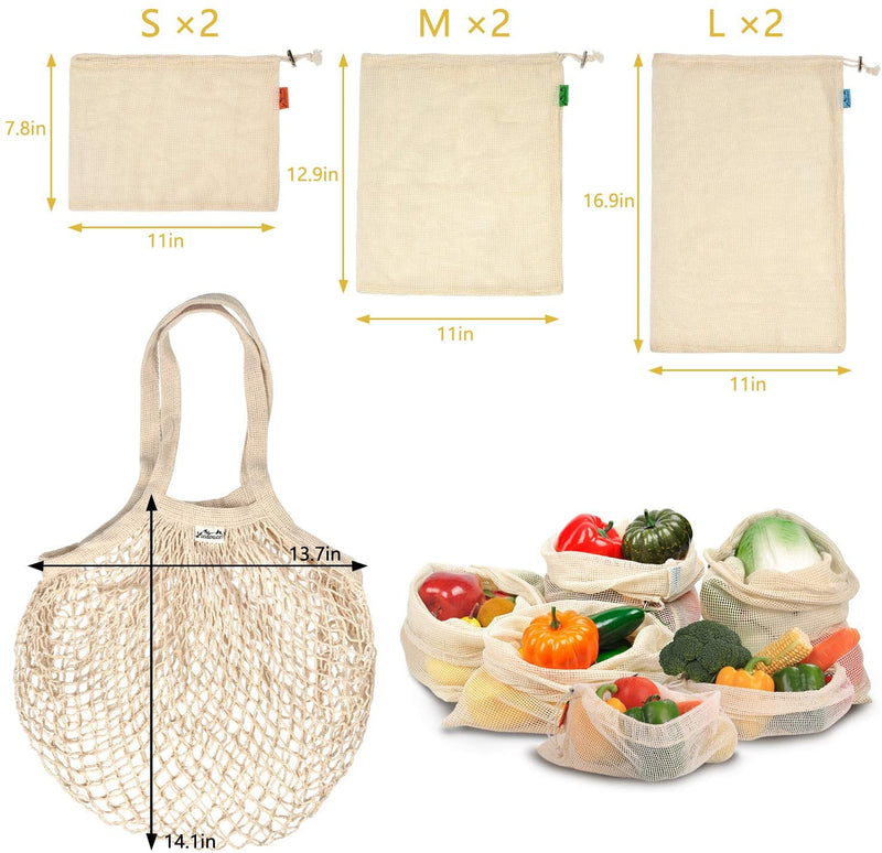 Viedouce Sacs Produits Réutilisables Fruits,Sac Reutilisable Legumes en Coton-8 Paquet