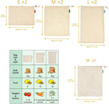 Viedouce Sacs Produits Réutilisables Fruits,Sac Reutilisable Legumes en Coton (7 Paquet)