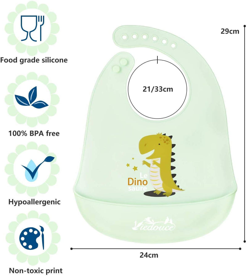 Viedouce Bavoir Bébé Silicone - Imperméable Bébé Bavoir Silicone,Bavoir  D'alimentation Silicone avec Ramasse-miettes,Bavoirs en silicone pour bébé