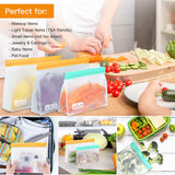 Viedouce 6 Pièces Sac Congelation Alimentaire Reutilisable, Conservation Zip Nourriture Reutilisable, Silicone, ,PEVA,sans BPA & Prévenir Les Fuites