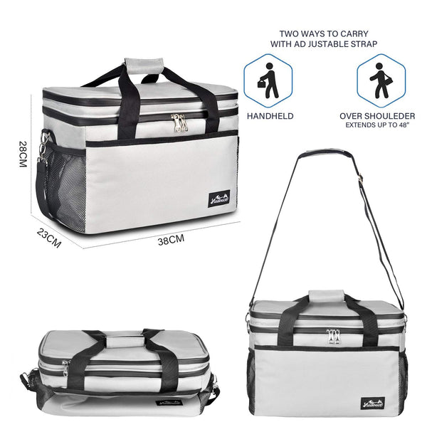 Sac Isotherme Repas Portable Grand Capacité - Gris