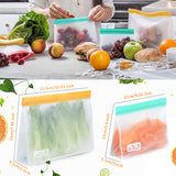 Viedouce 6 Pièces Sac Congelation Alimentaire Reutilisable, Conservation Zip Nourriture Reutilisable, Silicone, ,PEVA,sans BPA & Prévenir Les Fuites