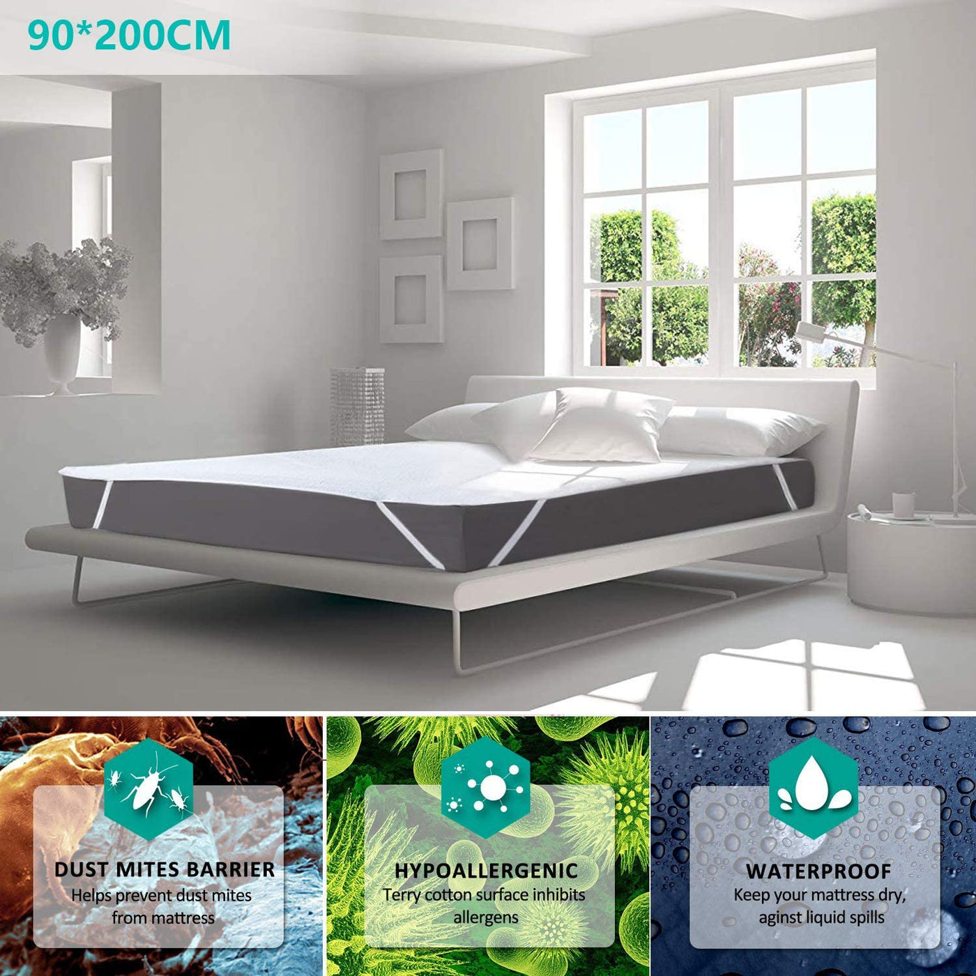 Viedouce Protege Matelas Impermeable 140 x 200,Oeko-TEX Certifié,Coton Housse Matelas,Protection avec 4 Coins Elastiques,Convient Matela Jusqu'à 30 cm D'épaisseur Viedouce Protege Matelas Impermeable 140 x 200,Oeko-TEX Certifié,Coton Housse Matelas,Protection avec 4 Coins Elastiques,Convient Matela Jusqu'à 30 cm D'épaisseur