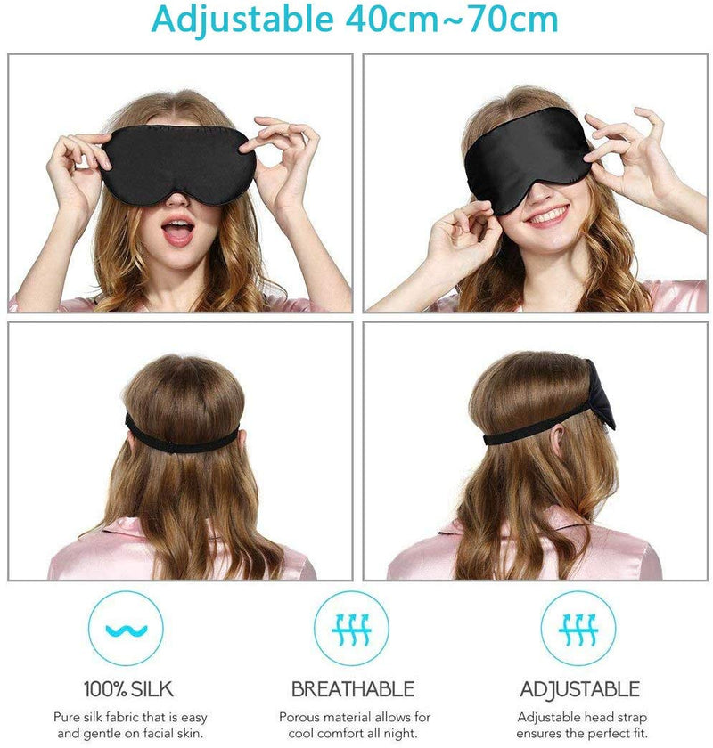 Masque de Sommeil en 100% Soie  - Noir