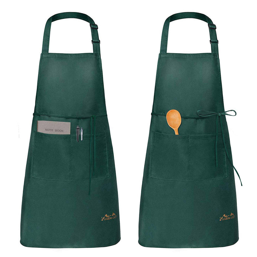 2 Tabliers De Cuisine Ajustables Avec Poches - Motif Fleuri Vert Et Bleu - Pour Cuisine, Jardinage, Barbecue