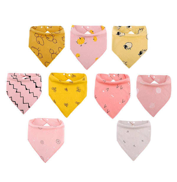 Bavoirs Baby Bandana (pack de 9) - Rose et Jaune